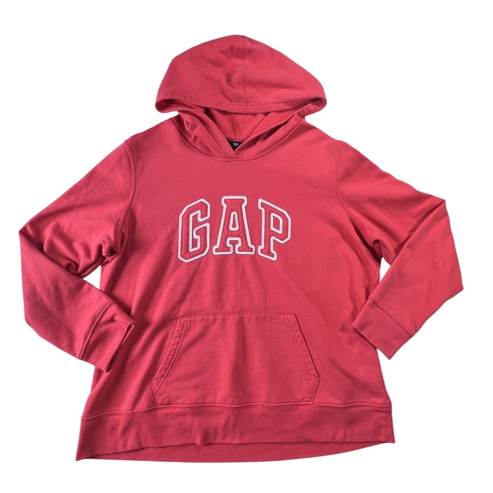 Gap Hoodie Womens XL Coral Logo Pullover Fleece Sweatshirt Casual Classic